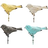 SOFFEE DESIGN Set of 4 Vintage Metal Birds Wall Coat Hooks, Heavy Duty Hangger Hooks, Farmhouse Wall Mounted Hanging Rack Hooks for Scarf, Bag, Towel, Key, Cap