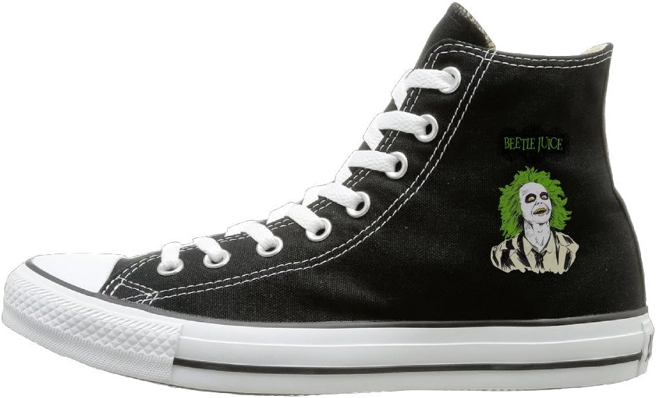 JayKi Beetlejuice Women Men Canvas Sneaker Athletic Shoes Black