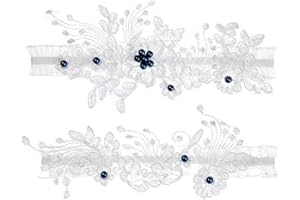 2PCS Wedding Garter for Brid with Pearls, Lace Bridal Wedding Elastic Garter, Bridal Leg Accessoriest for Wedding Anniversary