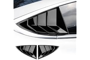 KUNGKIC 2 Pack Rear Window Sunshade for Tesla Model 3 2017-2021 ABS Windshield Sun Rain Protection Sports Style Decoration (Gloss Black)