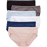 Hanes Women's Cotton Hipster Panty - 6 Pack, 41H6CC, White/Navy/Black, 5