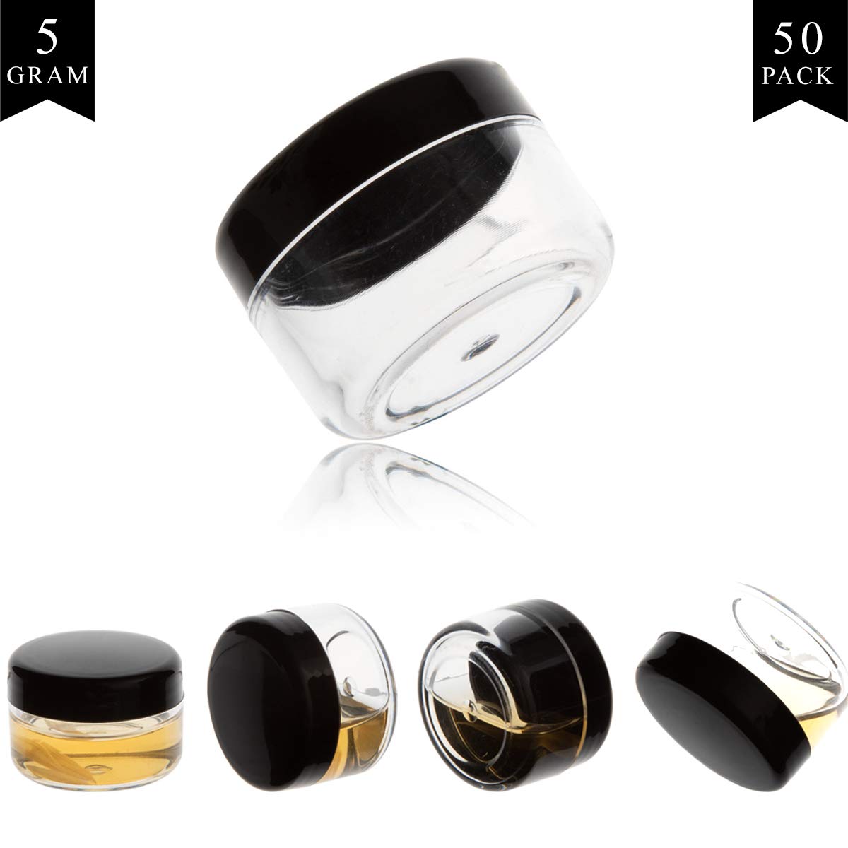 5 Gram Cosmetic Containers 50pcs Sample Jars Tiny Makeup Sample Containers with lids : Beauty