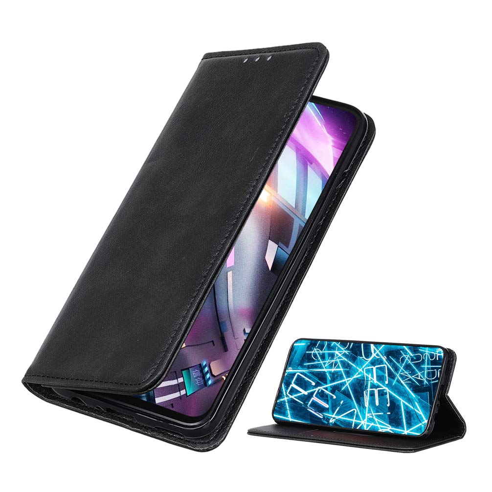 BRAND SET Case for NOKIA 2.4 Wallet Case Flip Cover PU leather+TPU Material Protective Cover with Bracket Function Card Slot/Invisible Magnetic Buckle Shockproof Case(Black)