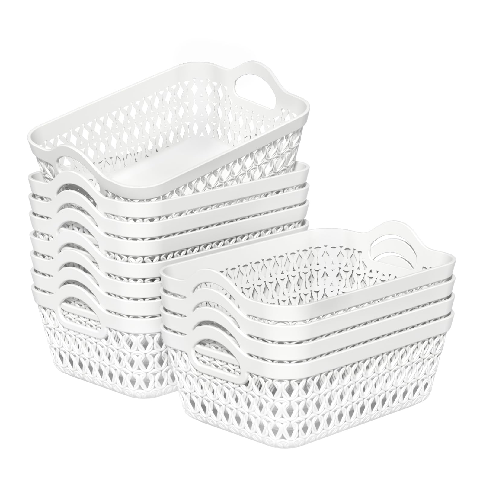 Tyminin Set of 12 Mini Plastic Storage Baskets Tray with Handles, Storage Trays Desktop/Drawer/Cupboard
