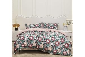 OAITE Duvet Cover Set,100% Cotton Comforter Cover with Floral Pattern Duvet Cover Set,Soft Bedding Set Includes with 3 Piece (2 Pillow Shams,1 Duvet Cover)
