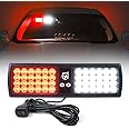 Xprite White Red 48LED Visor Strobe Flashing Lights Sunshield Hazard Warning Light for Law Enforcement Emergency Vehicles Trucks