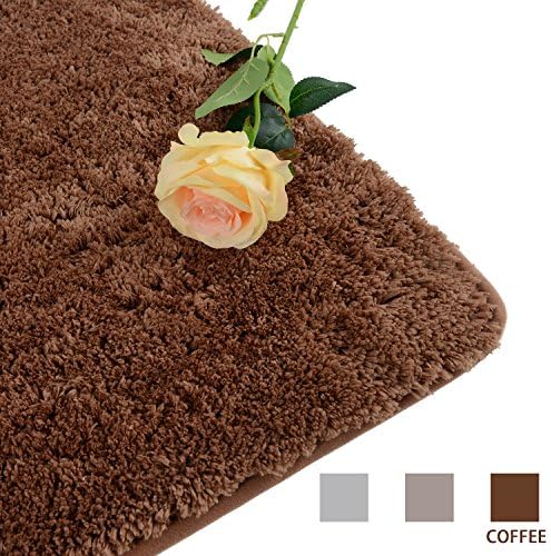 GRAND ERA 20" x 31" Soft Shaggy Bathroom Rug Mat SLip-resistant Microfiber Bath Mat for Home, Machine-washable, Coffee