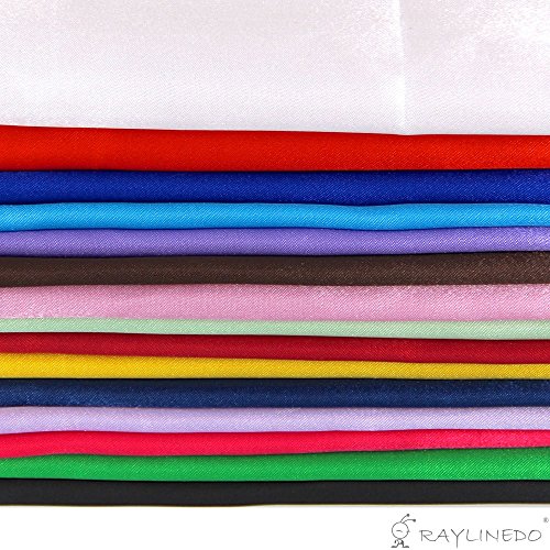 RayLineDo® 15pcs 25 * 20cm Silky Satin Patchwork Fabric Bundle Quilting Wedding Table Decor in 15 Solid Color - Thumbnail 4