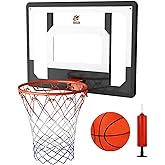 CYFIE Large Wall Mount Basketball Hoop Set with Door Hooks, 32" x 23" Backboard, Spring Rim, Indoor Outdoor Basketball Practice Equipment for Adults