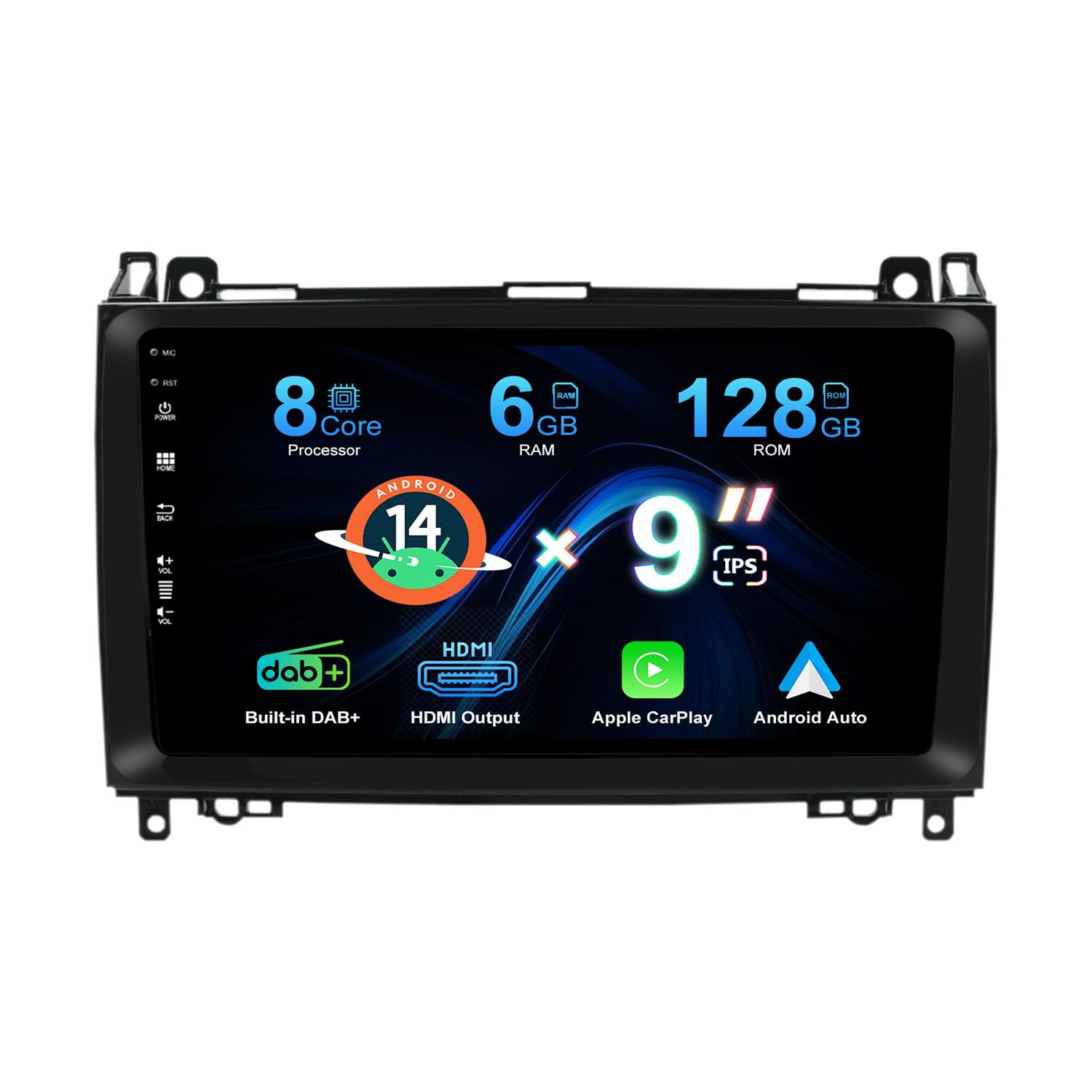 MISONDA [6G+128G]- [Built-in Carplay+GPS+4G+DAB ] 9" IPS 2 Din Android 14 Car Radio For Mercedes Benz B200/ W639/Vito/Viano/W906/Sprinter/W169/W245- - SWC 4G WiFi AUX BT FM Head Unit
