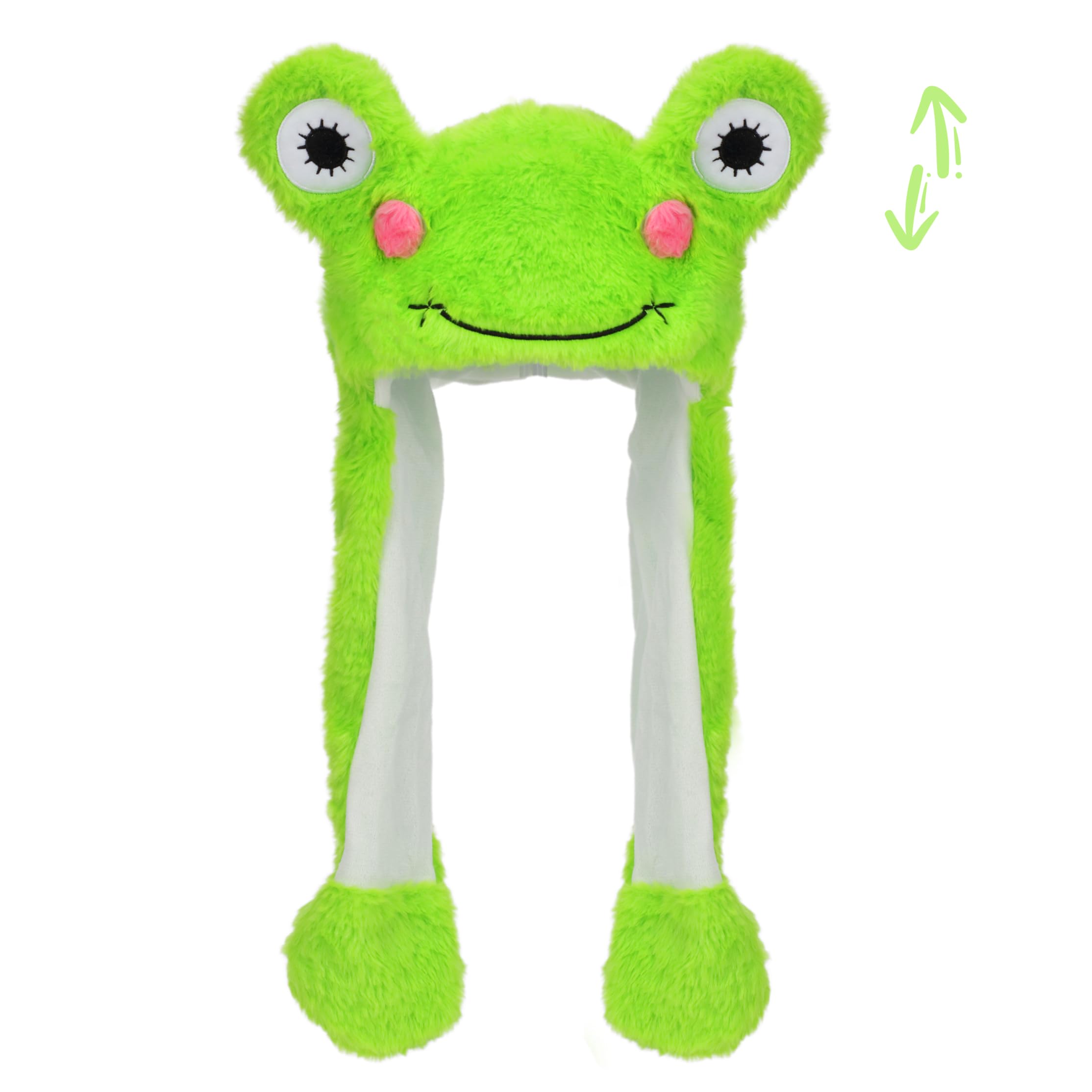 Bubblepompom Frog Hat with Ears Moving Jumping Pop