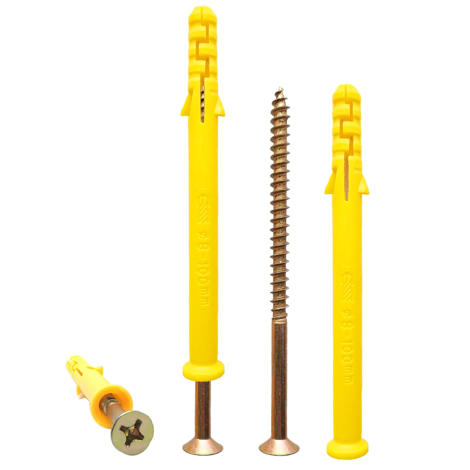 60 Pcs Wall Plugs for Brick,30 x M5*100 Masonry Self Tapping Screws,30 x M8*100 Expansion Pipe Anchor Bolts,Raw Plugs for Brick Wall,Heavy Duty Wood Screws and Wall Plug Kit for Concrete Drywall