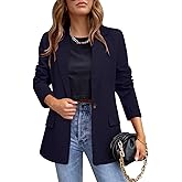 CRAZY GRID Womens Casual Blazer Jacket Long Sleeve Open Front Work Office Blazer Lapel Button Jacket