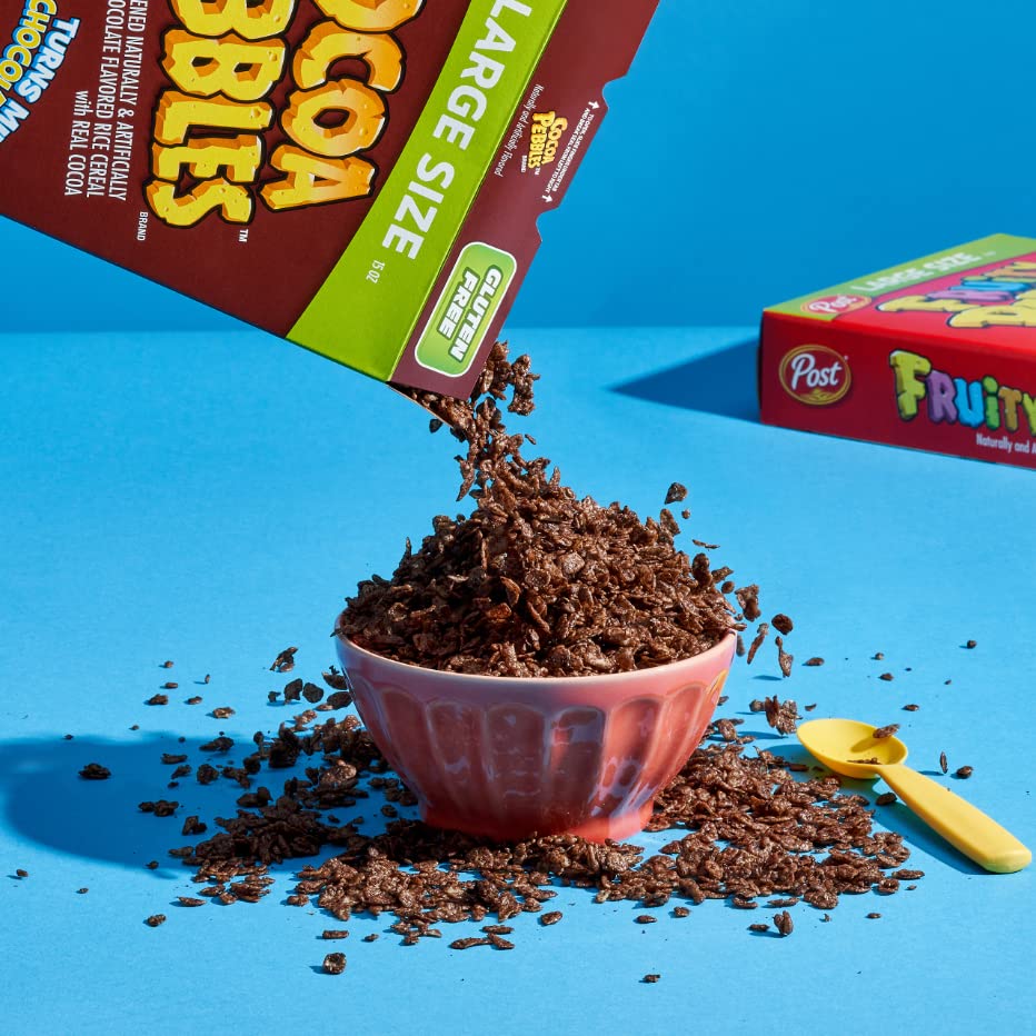 Fruity Pebbles and Cocoa Pebbles Large Size Variety Pack Gluten Free Breakfast Cereal 15 Oz