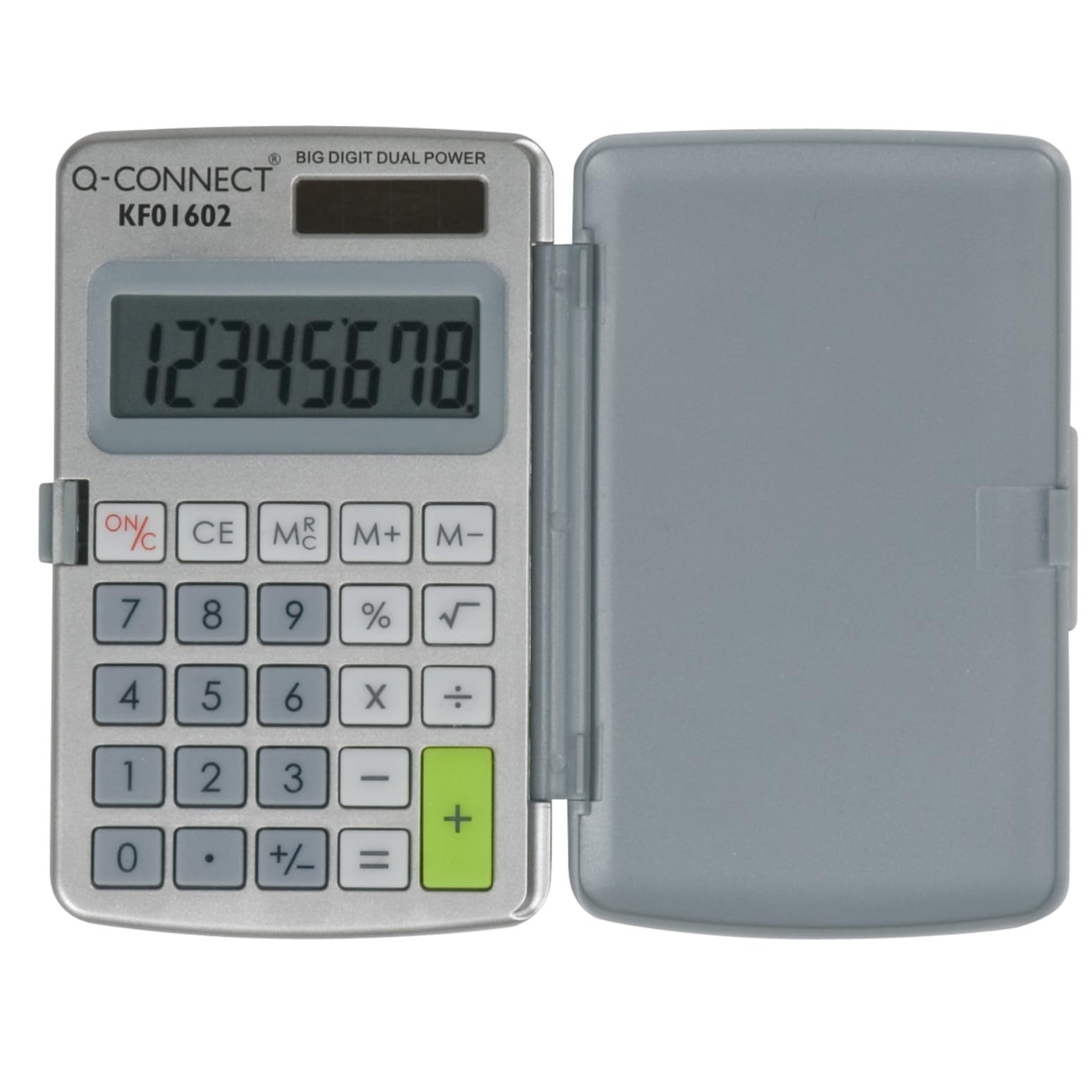 Q-Connect 8-Digit Pocket Calculator, Grey, White