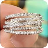 RKKOJJO 925 Sterling Silver Cubic Zirconia Ring Diamond Ring Engagement Ring Wedding Band Rings for Women