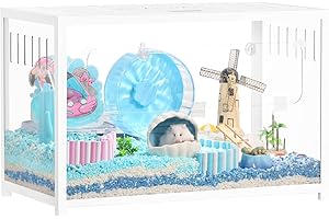 BUCATSTATE Hamster Cage Metal 2.0 - Small Animal Habitats Large Stackable with Top Access Easy Assemble 31.4L*17.6W*20H Inches Dwarf Syrian Hamster House for Guinea Pig, Gerbil (552sq inch White)