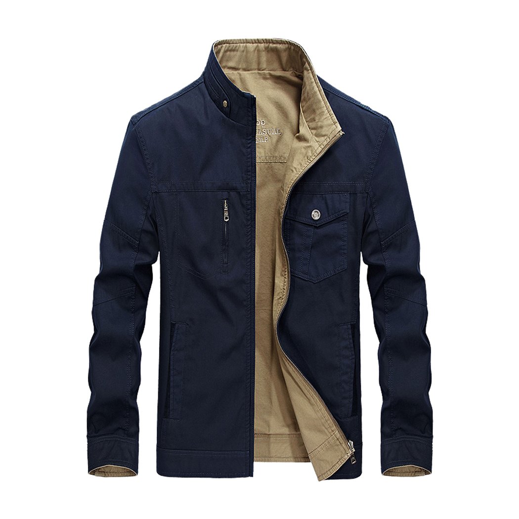 Sun Lorence Men's 100% Cotton Jacket & Coats Casual Reversible Military Windbreaker