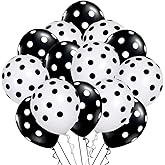 wrovitik 50 Pcs Latex Balloons, 12 Inch Black and White Polka Dot Balloons for Graduation Brithday Balloon Wedding Balloon Decoration