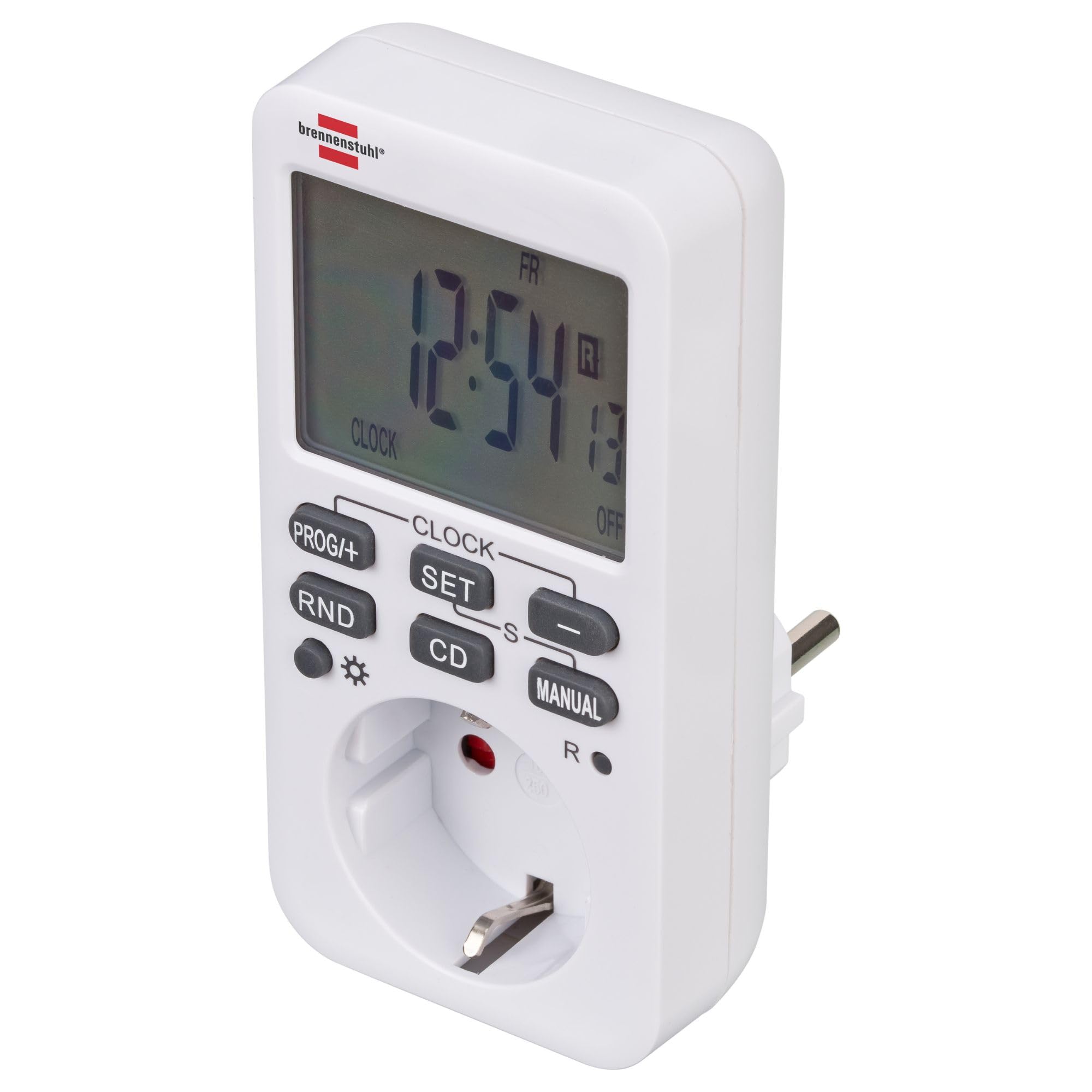 Brennenstuhl Comfort-Line Digital Weekly Timer, White Timer for Indoor Use, 10 On/Off Programs, Countdown Function, Increased Contact Protection