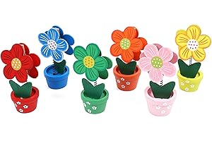 Bingo Ticket Holder, 6pcs Bingo Card Holder Wooden Flower Photo Clip Holders, Cute Table Card Holders for Tickets, Notes, Pho