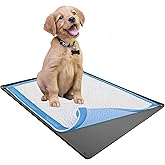 TidyFriend Dog Pee Pad Holder Tray Fits for 24” x 36” Pee Pads with Corner Lock Holes, Raised Edges, Non-Spill, Easy to Clean Silicone Dog Potty Tray Holder, for Indoor Floor Protection (Grey)