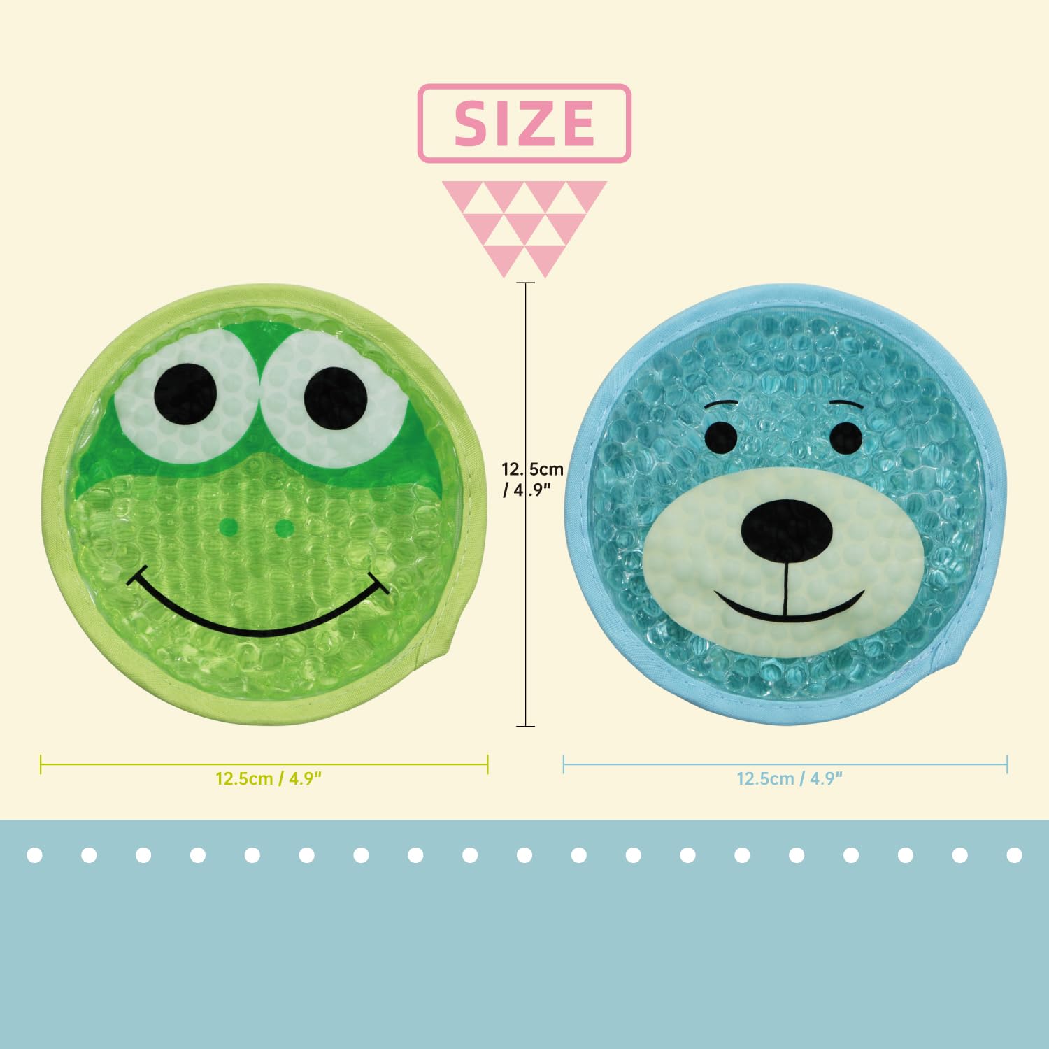 Large Kids Boo Boo Ice Pack,2 Packs Cute Heat Cold Gel Beads Packs for Kid's Fever,Pain Relief,Wisdom Teeth,First Aid and Neck, Head, Arms, Legs Injuries.