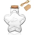 WHJY 29oz Star Shaped Jar with Cork Lid Glass Star Jar for Home Decor Glass Paper Star Container with Cork Lid for Decoration DIY Craft