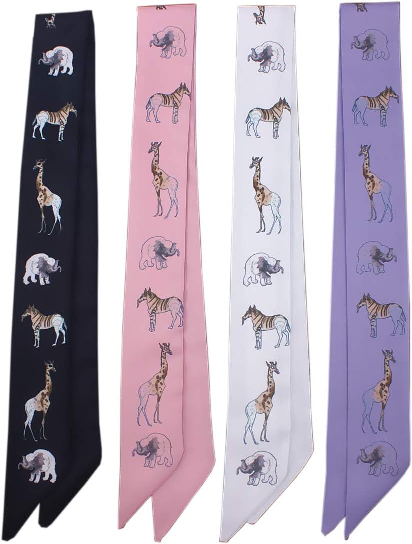 4pcs Cartoon Animal Design Bag Handbag Handle Ribbon Scarf Hair Head Band Neck Scarf Neckerchief Scarf Head Wrap Fashion Gifts