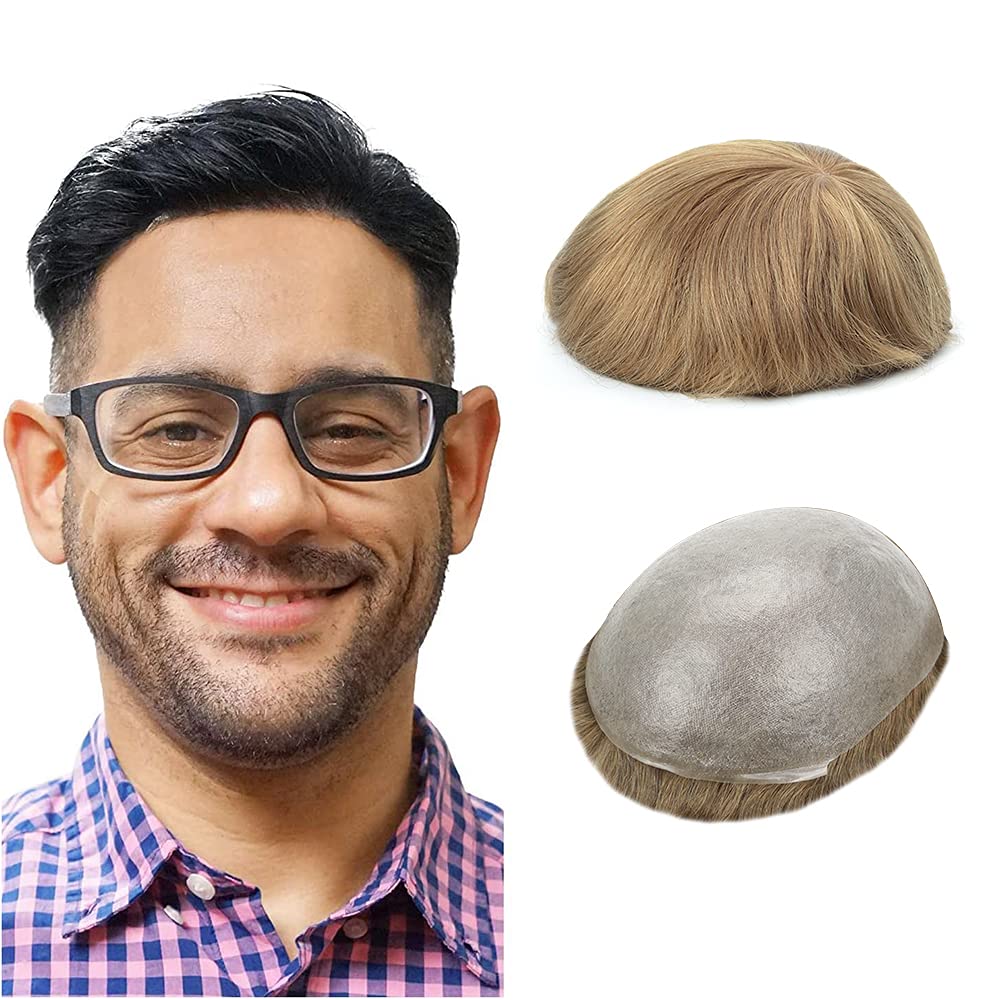Lordhair 0.06mm Hair System for Men Thin Skin Toupee for Men, Base Size 8X10 Inch V-looped Hairpiece Medium Density Hair Replacement System
