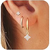 Gold Hoop Earrings Set for Women 3 Pairs Dainty Stud Dangle Huggie Cartilage Trendy Multiple Piercing Fashion Jewelry Gifts