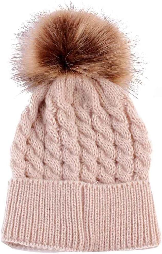 Tenworld Cute Newborn Baby Cap Kid's Pom Pom Knitted Hats 0-36 Months