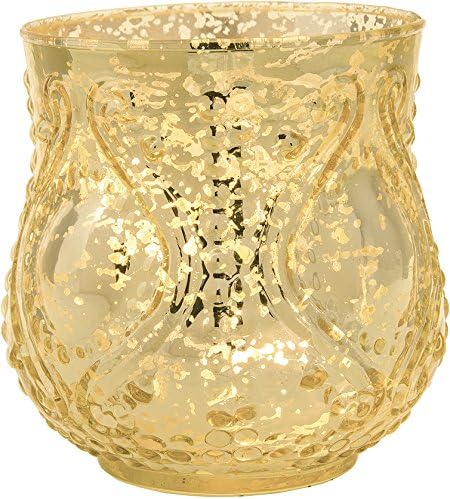 Gold Rose Large Mercury Glass Henna Design Vase