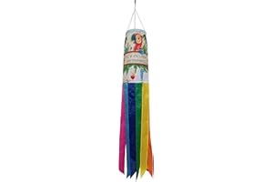 Majestic EPP Home and Outdoor 40-Inch Vibrant Fabric It's Five O'Clock Somewhere Parrot at The Beach Windsock with Rainbow Co