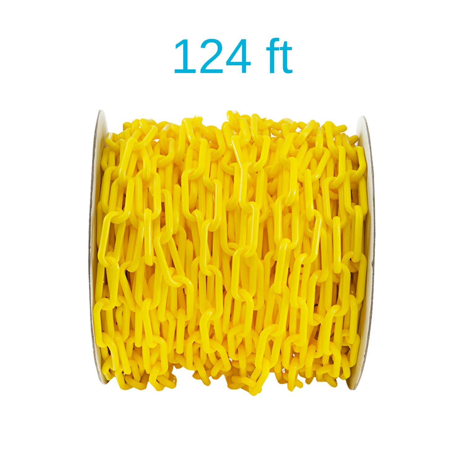 Houseables Plastic Chain, Safety Barrier, 124 Foot, 2" Links, Light Weight, UV Protected, Accessory for Crowd Control, Queue Line, Decoration, Chains Link Fence (Yellow)