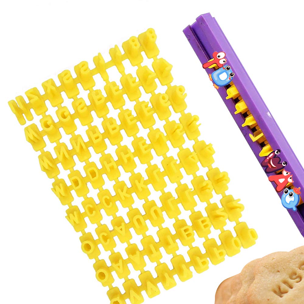 XCOZU Alphabet and Number Cutter, Pastry Stamp Sugar Paste/Letter Cookies Stamp for Cakes, Biscuits Message, Fondant (72 Alphabet)