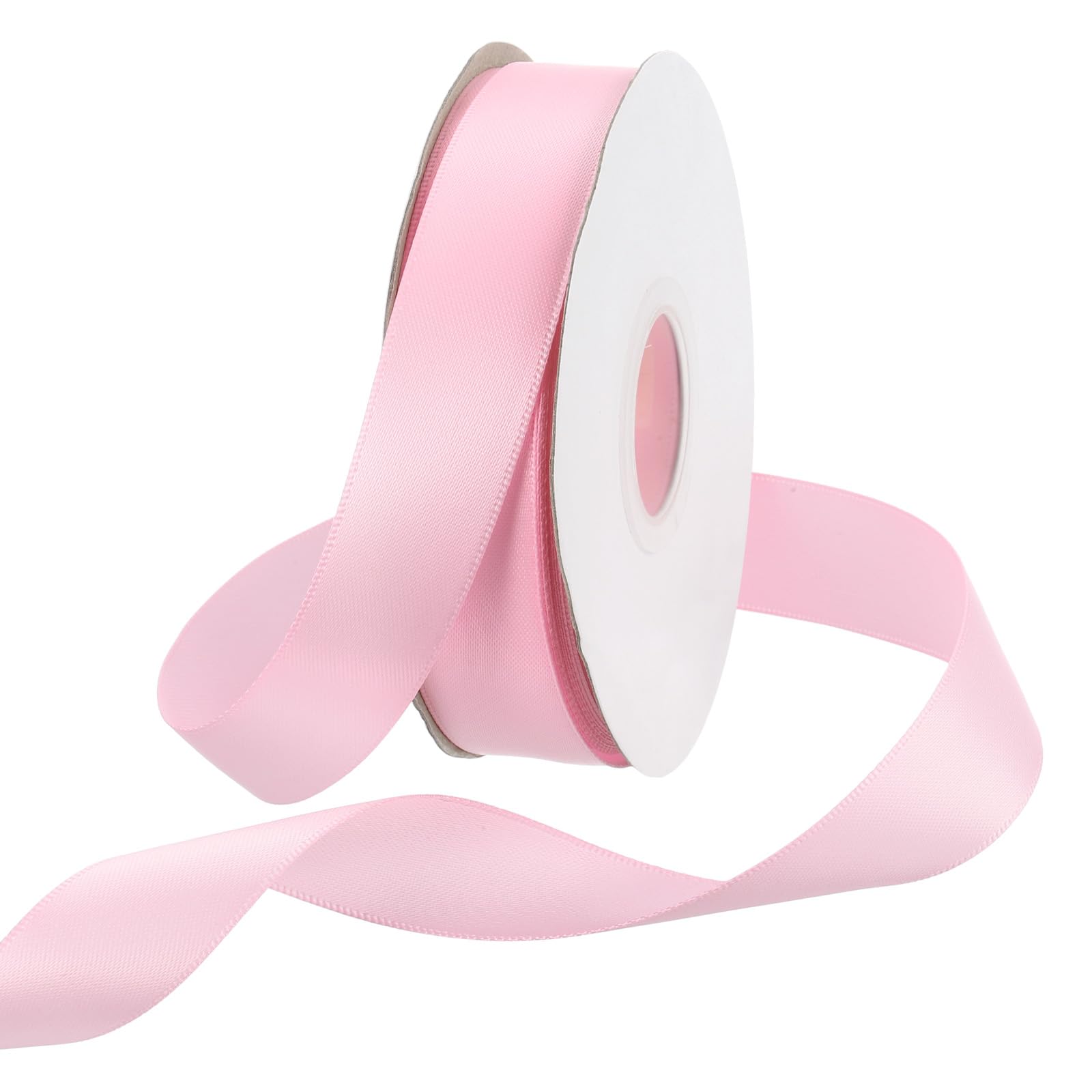 Rebower 20mm Satin Ribbon 46m Thick Double Face Grosgrain Silk Ribbon, [for Gift Wrapping, Hair Bows, Wedding, Cake, Flower] - 50 Yard/150ft/ Light Pink — image 1