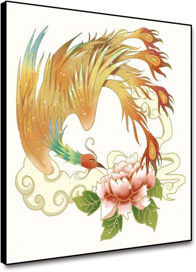 Cassisy Framed Canvas Wall Art Phoenix Flying On Sky With