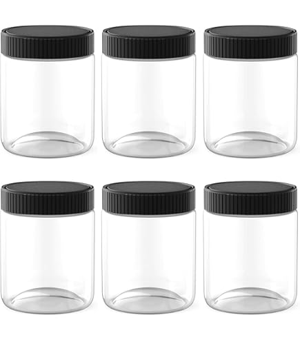 AKOLAFE Lot De 20 Bocaux Ronds En Plastique De 350 L Avec Couvercles En Aluiniu Blanc - 5