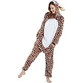 ABENCA Deer Onesie Reindeer Pajamas for Women Adult Cartoon One Piece Animal Halloween Christmas Cosplay Costume