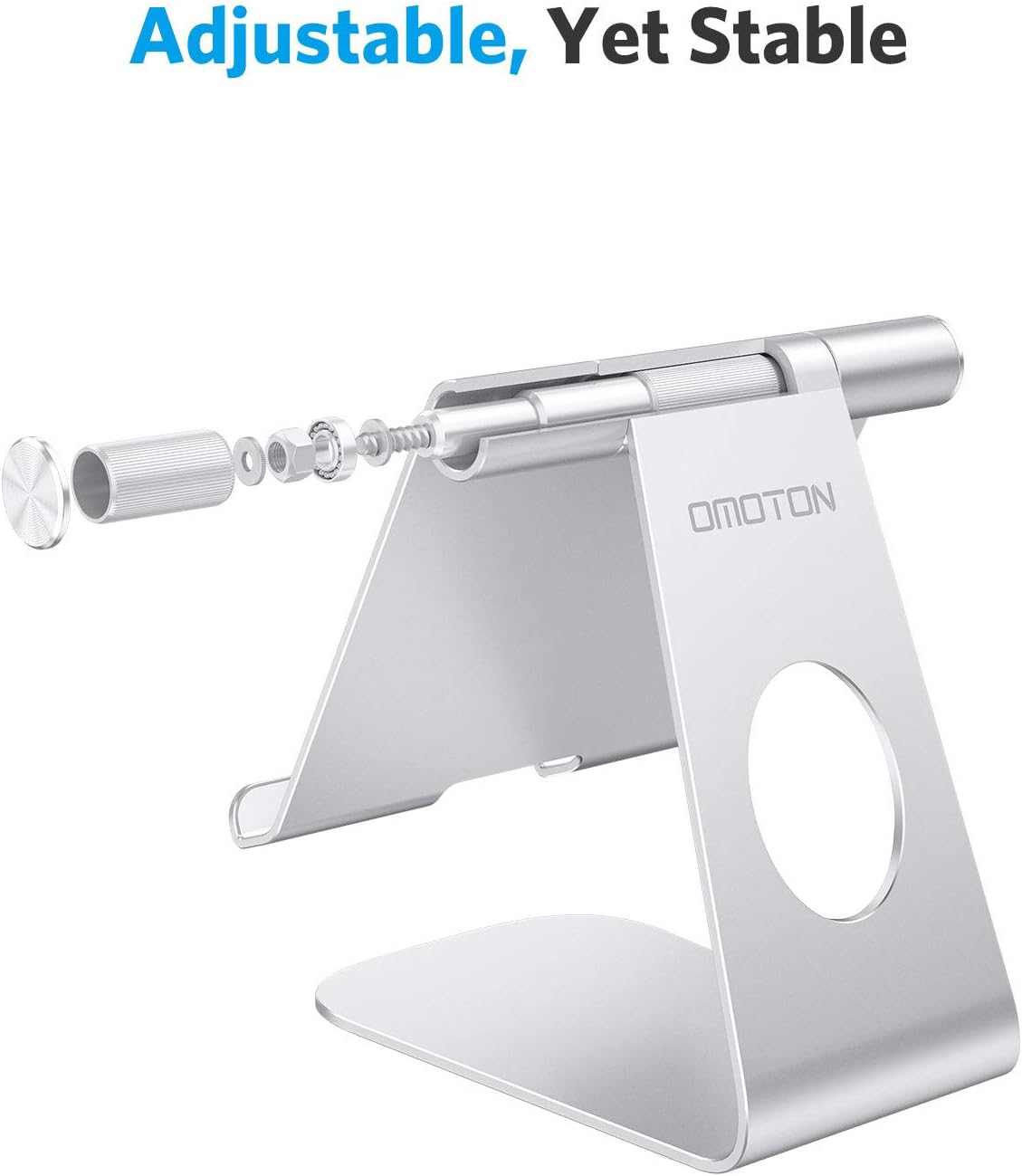 Tablet Stand Holder Adjustable, OMOTON T1 iPad Stand, Desktop Aluminum Tablet Dock Cradle Compatible with iPad Air 4/Mini, New iPad 10.2/9.7, iPad Pro 11/12.9, Samsung, Nintendo and More, Silver: Computers & Accessories