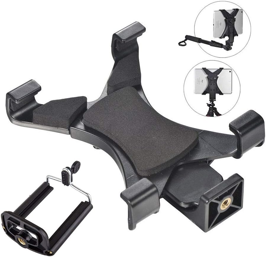 Lidasen Pad Tripod Mount Adapter Universal Tablet Cellphone Clamp Holder(4.8-10 Inch),compatible with Ipad Air/Mini,Samsung,Microsoft,for Tripod,Monopod,Selfie Stick,Tabletop Tripod Stand