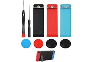 RJLCTH 7 Pcs Kickstand Compatible with Nintendo Switch, Replacement Back Stand Holder with 3 Colors Kickstand and 4 Thumbstick Caps, ABS Durable Console Accessories with Screwdrivers