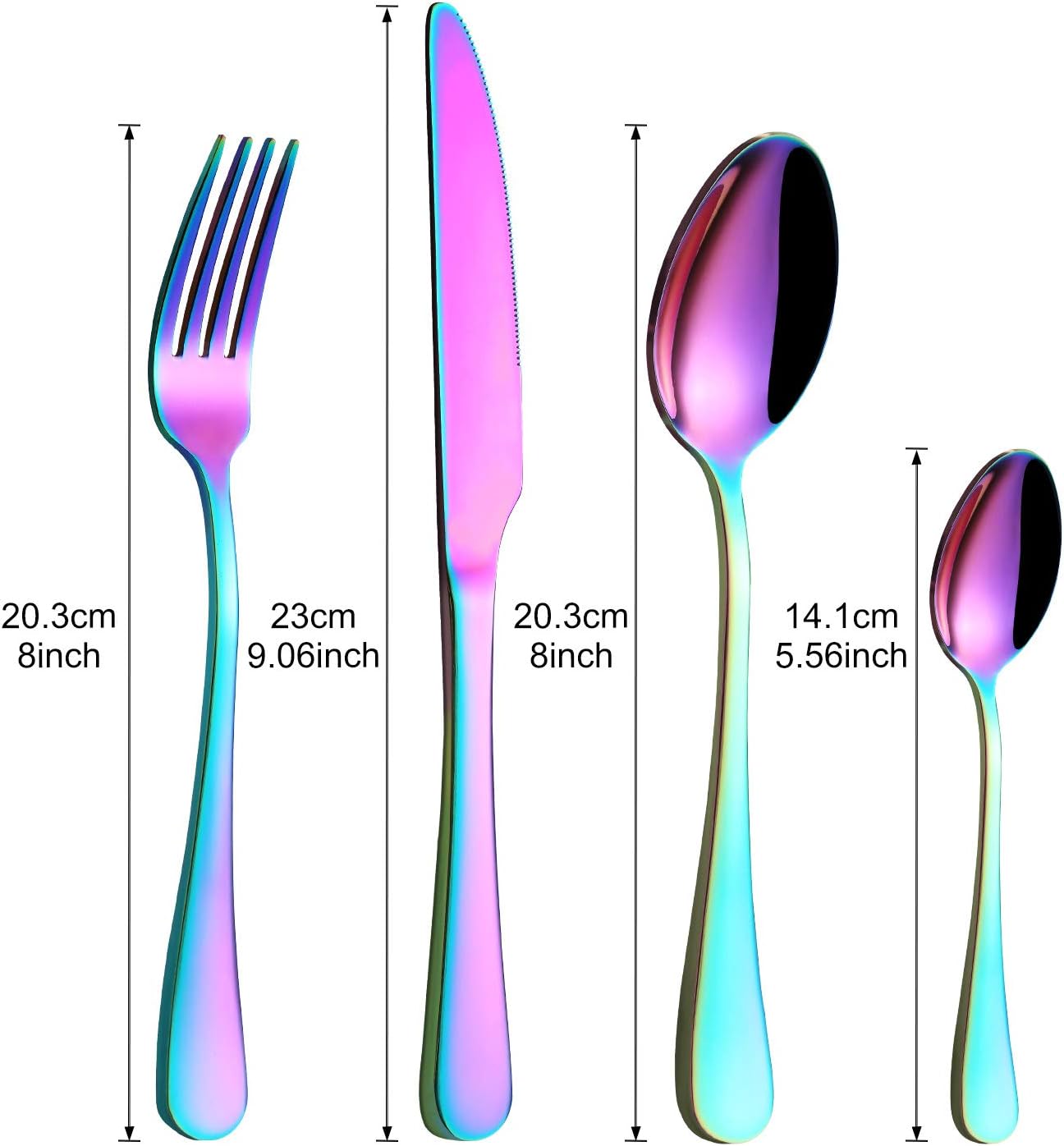 Cutlery Set, BEWOS 16-Piece Stainless Steel Flatware Set, Tableware Silverware Set including Rainbow Spoon Knife and Fork Set - Image 3