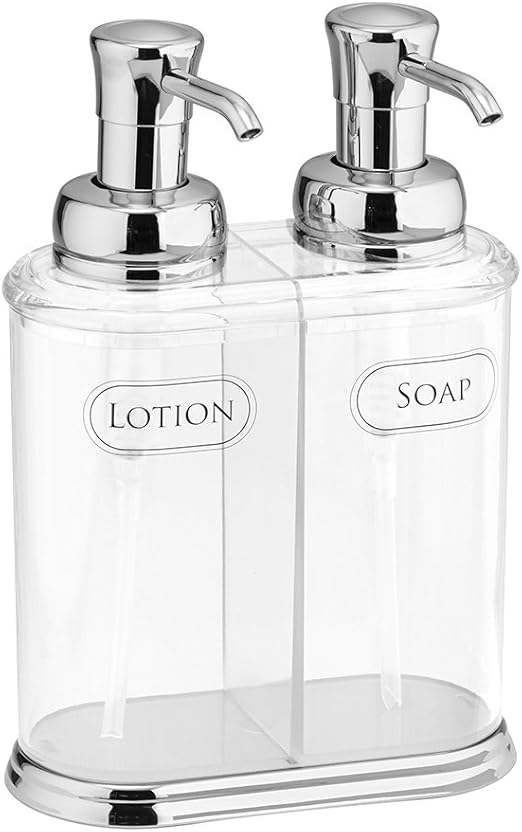 iDesign York Double Soap and Lotion Dispenser Pump, for Kitchen or