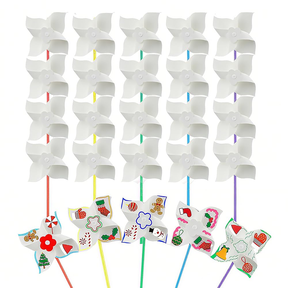 Tsangbaby 25pcs Novelty DIY Pinwheel Craft for Kids, Windmills for Children, Make Your Own Windmill Kits Bulk Summer Spring Easter Craft Kit for Boys Girls, Arts Craft Party Activity