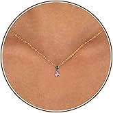 Valentines Day Gifts for Mom May Birthday Gifts for Daughter Sister Emerald Birthstone Necklace for for Women Dainty 14k Gold Plated Necklace for Women Non Tarnish Emerald Jewelry