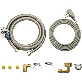PLUMBERMASTER Dishwasher Installation Kit, 6ft Water Supply Line with with 3/8" x 3/8" Compression,3-Prong Straight Power Cord, Elbow Connectors&amp;Adapters,Braided Stainless Steel Dishwasher hose Kit