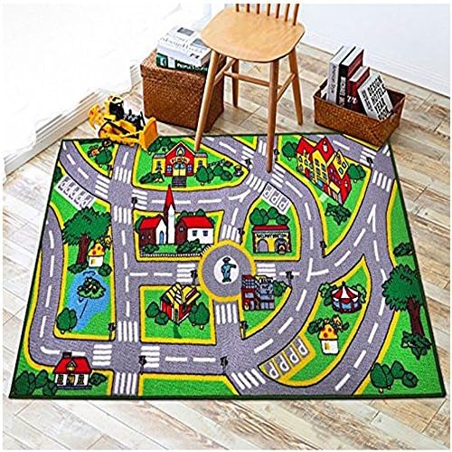 Discoo 2 Style Green Kids Rug Learning Carpets City Life Street Map Playroom Carpet Classrooms Play Mat Children's Area Rug (A)