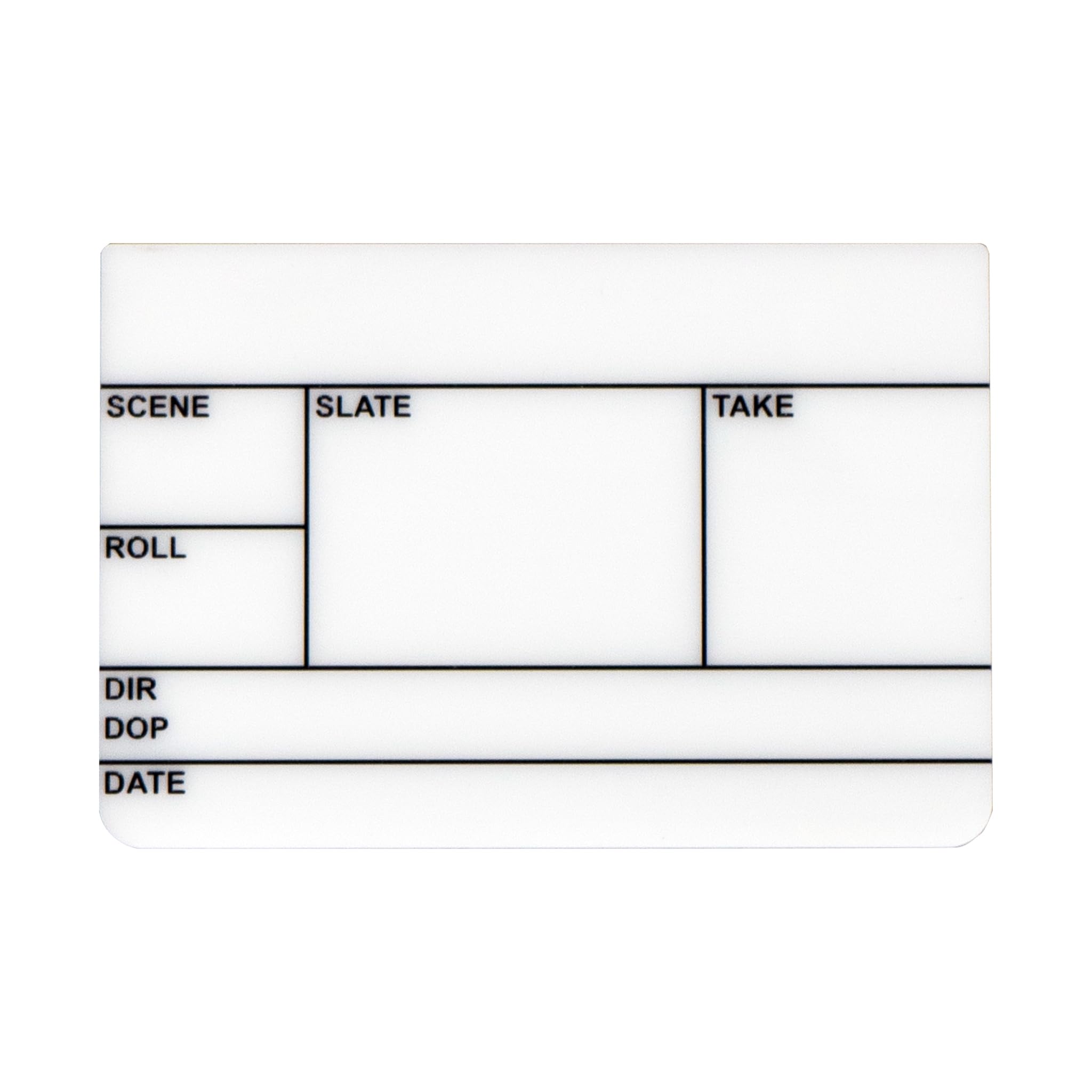 Filmsticks Premium Acrylic Board UK/EU Layout – TINY (125 × 100 mm) Dry-Erase Mini Film Slate, Clear Acrylic Clapperboard Insert for Compact Film, TV & Video Production Use